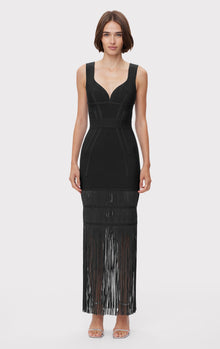 Sweetheart Fringe Gown | Black