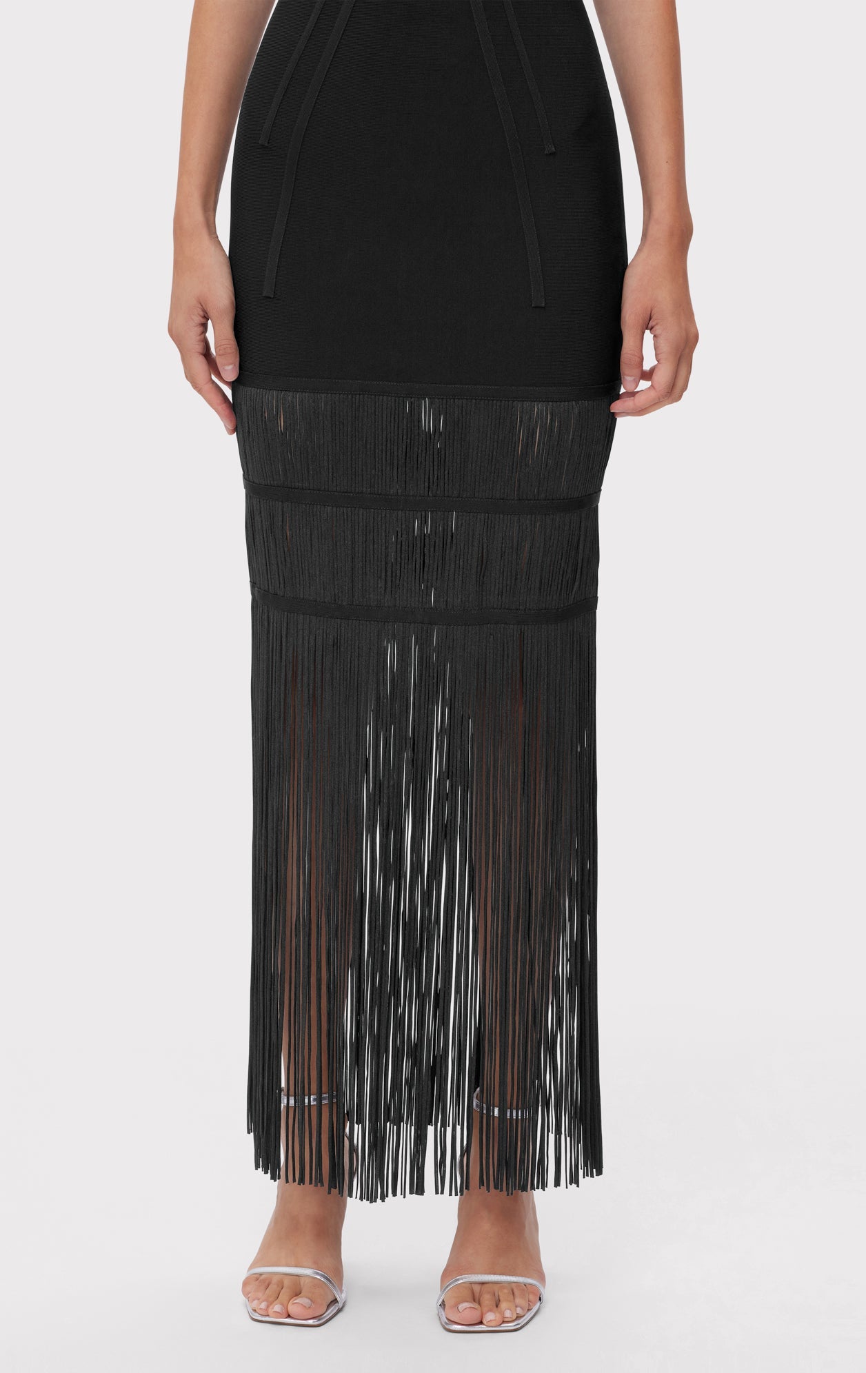 Sweetheart Fringe Gown | Black