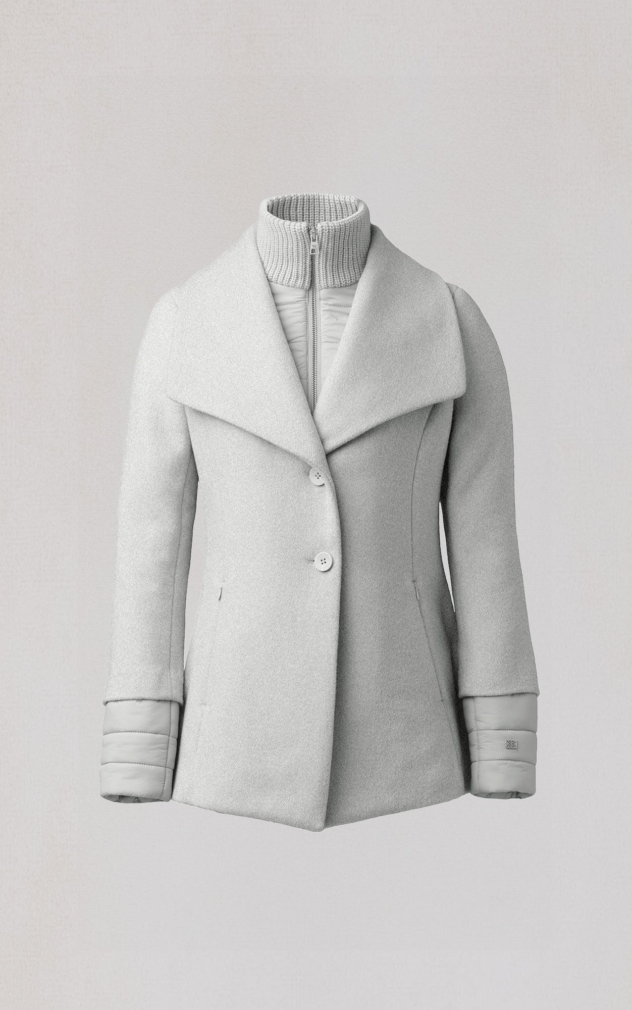 Frieda Coat With Bib In Wool | Stone Blue Heather