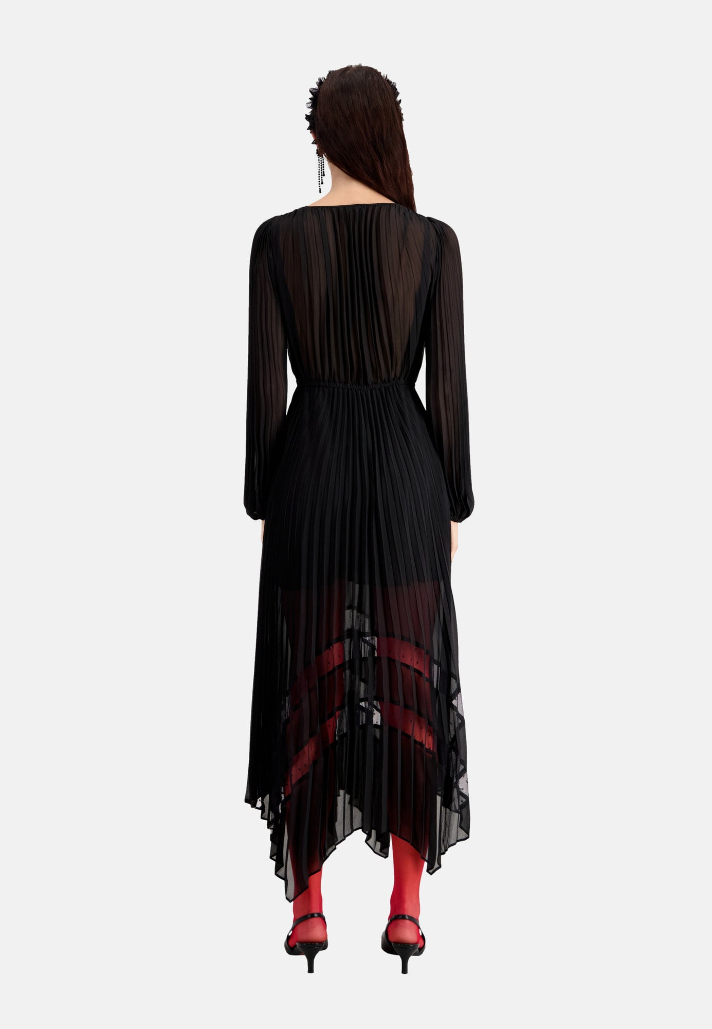 Long Pleated Dress | Women | Black