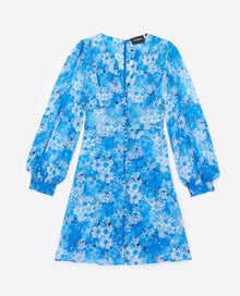 Short Printed Dress With Buttons | Women | Blue