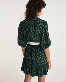 Short Dress Pattern & High Neck | Women | Black x Green