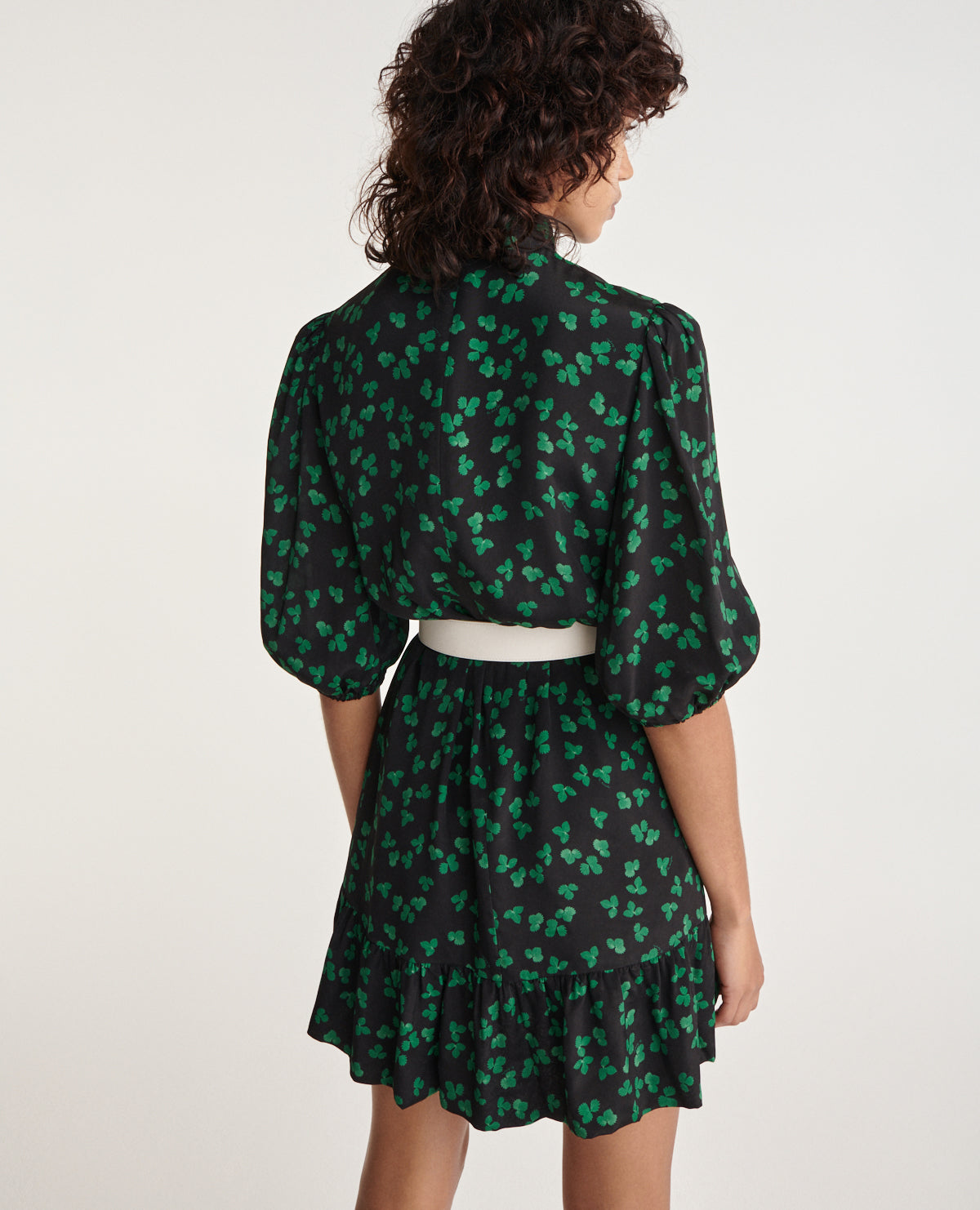 Short Dress Pattern & High Neck | Women | Black x Green