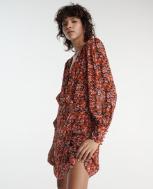 Flowing Dress With Floral Motif | Women | Red