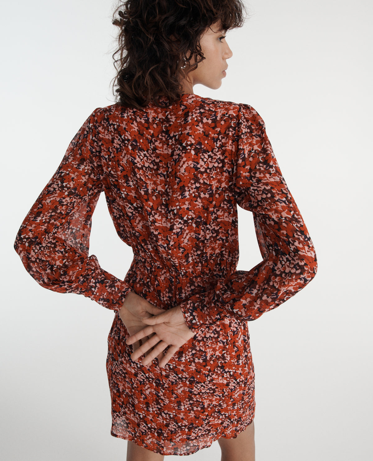 Flowing Dress With Floral Motif | Women | Red