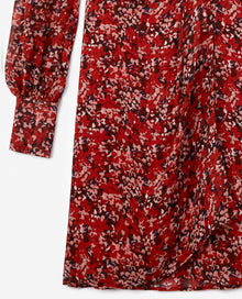 Flowing Dress With Floral Motif | Women | Red