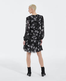 Short Frilly Printed Dress | Women | Black x White