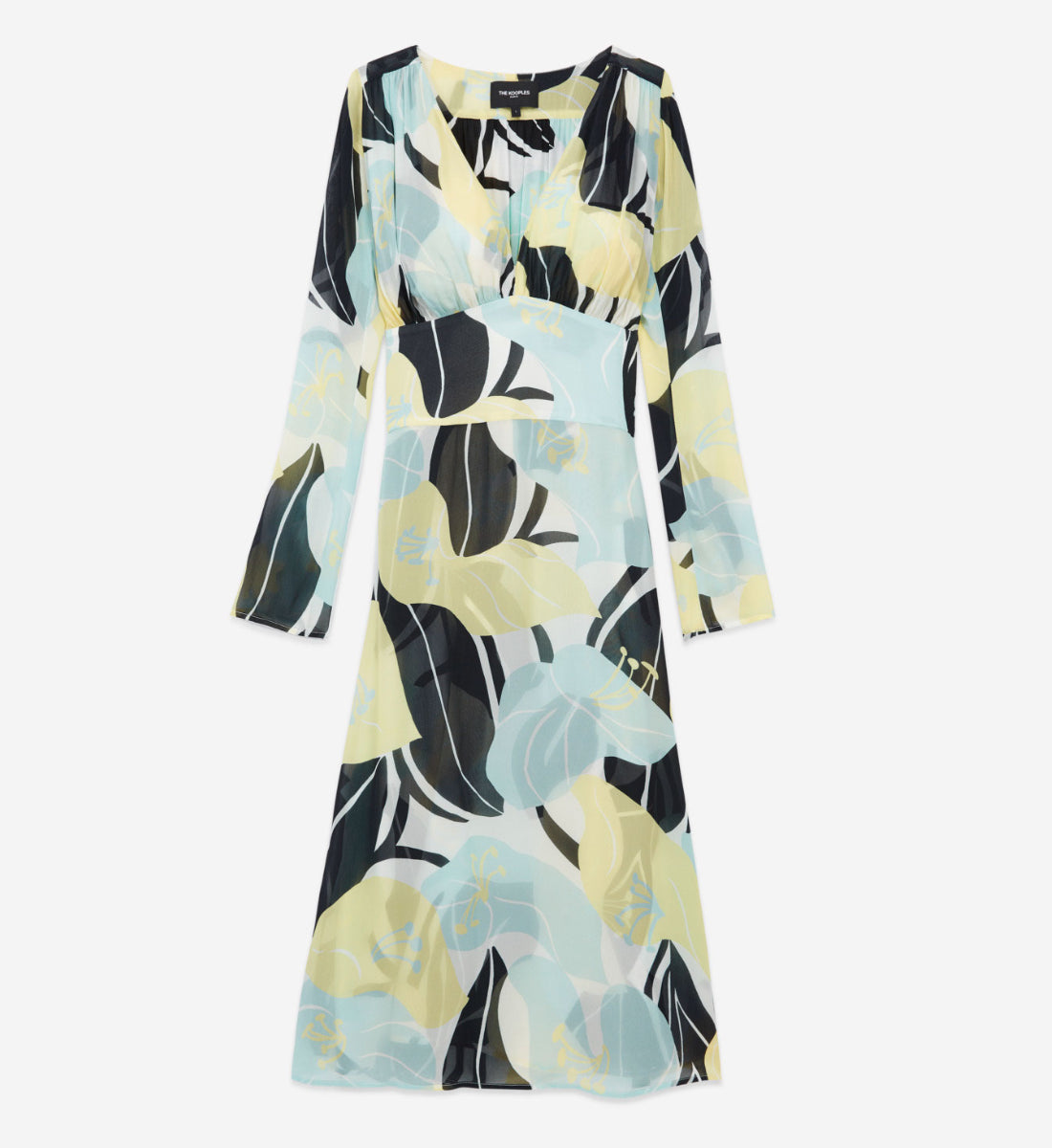 Long Light Printed Dress With Floral Motif | Women | Green