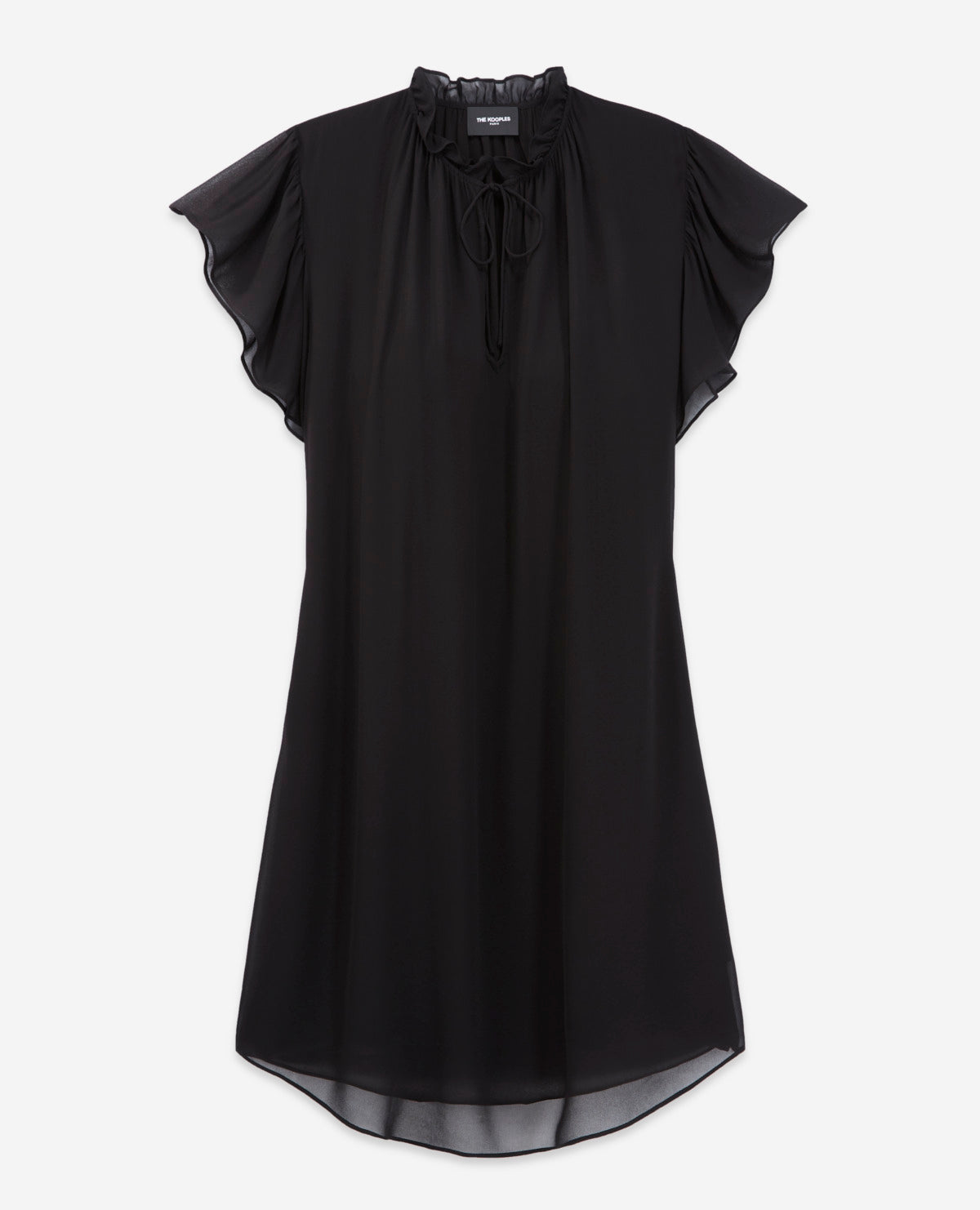 Short Semi-Sheer Straight Dress | Women | Black