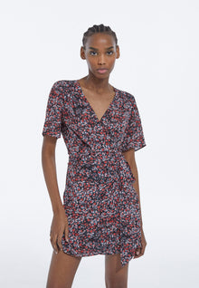 Short Floral Dress | Women | Black x Red