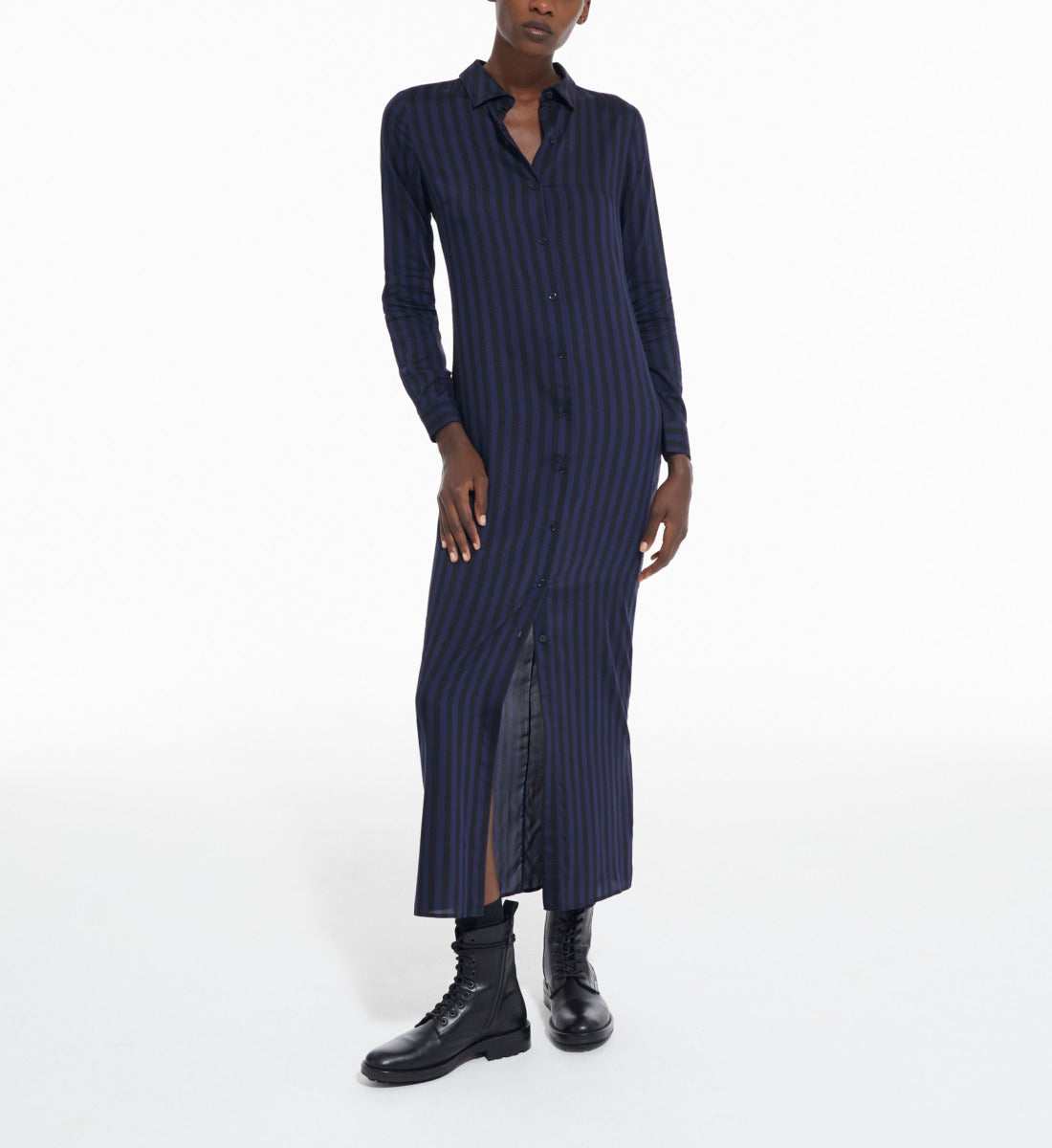 Long Striped Dress | Women | Black Navy