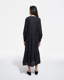 Long Embroidered Dress | Women | Black