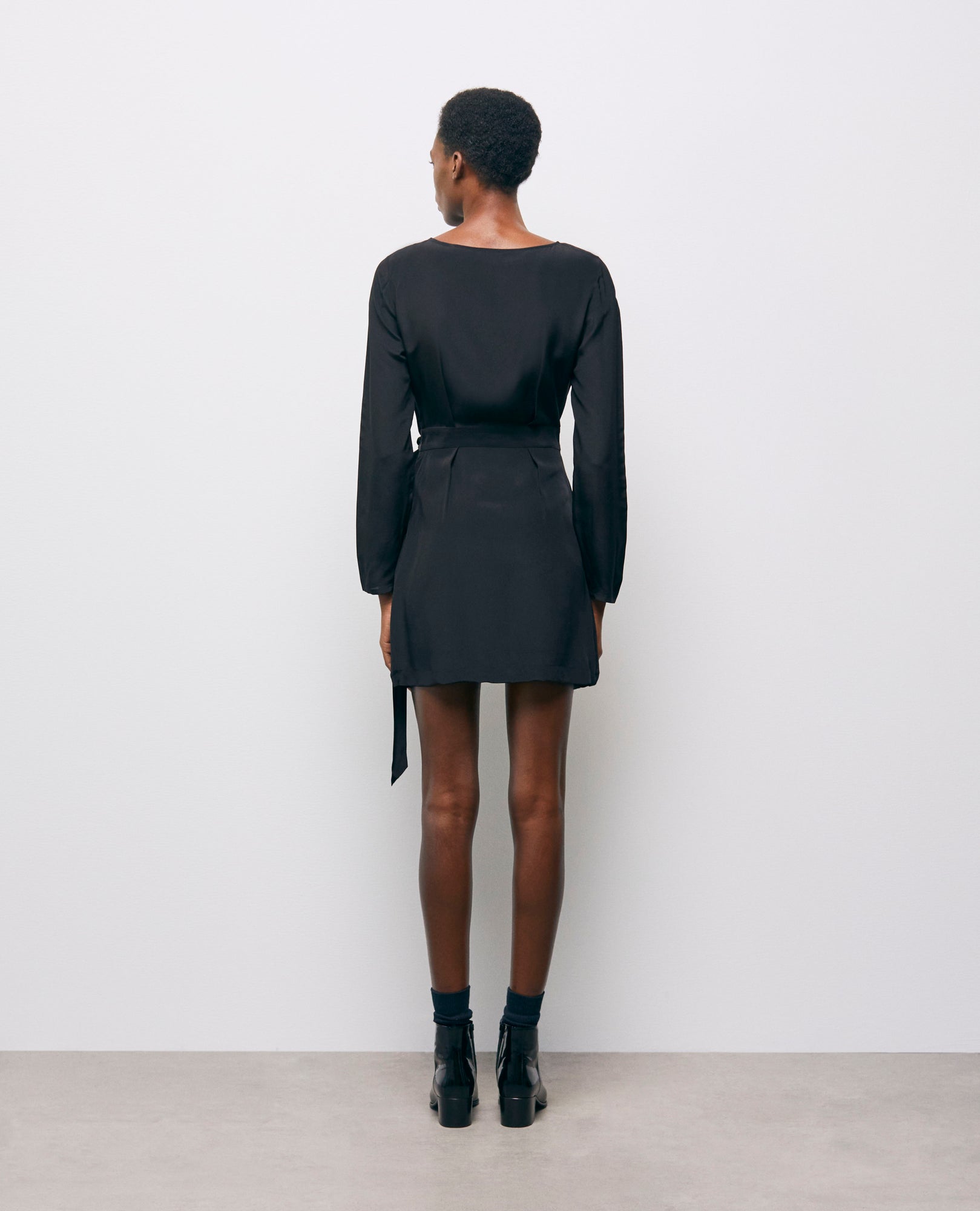 Short Silk Dress | Women | Black