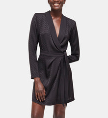 Short Printed Wrap Dress | Women | Black