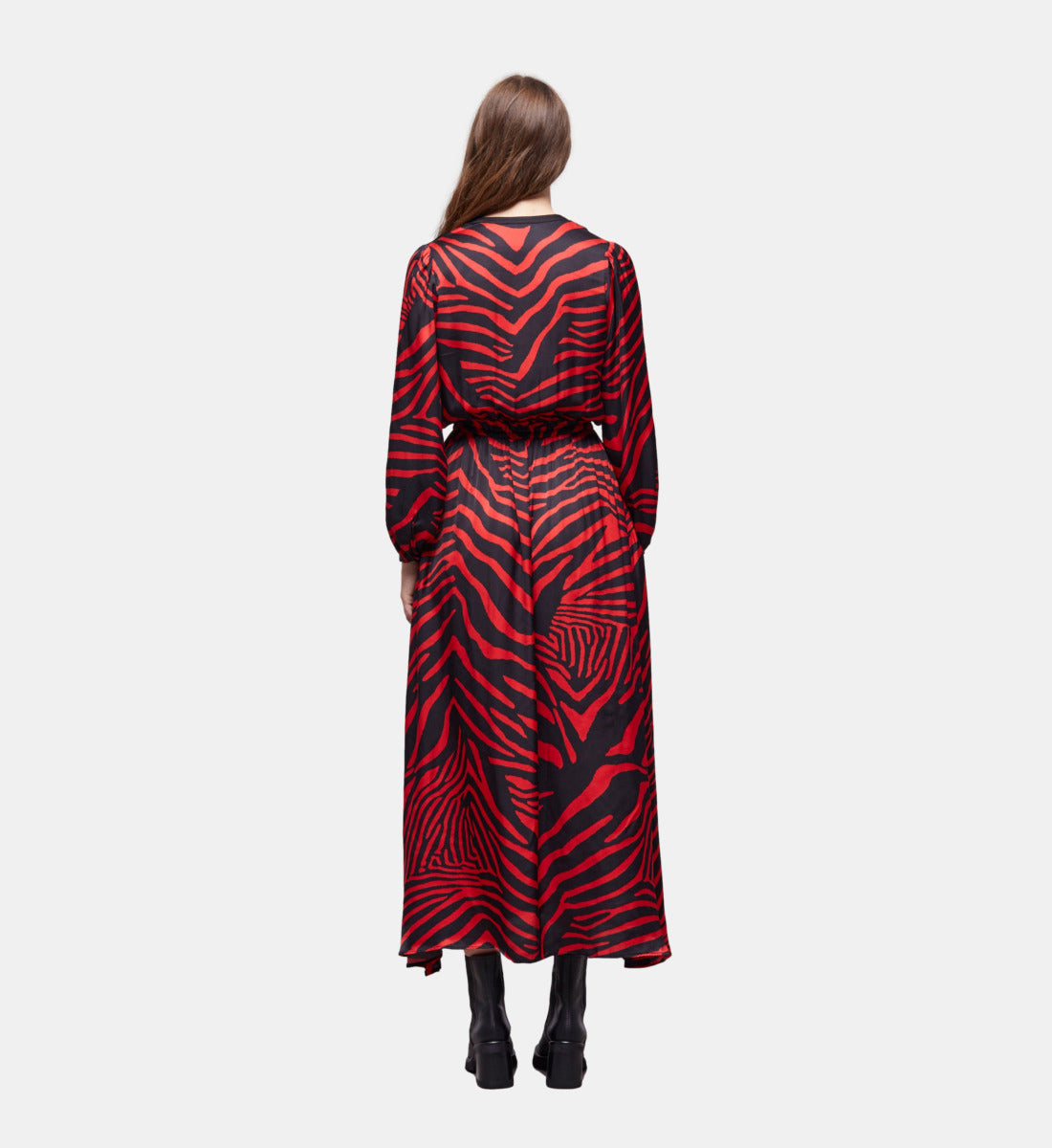 Long Printed Dress | Women | Black x Red