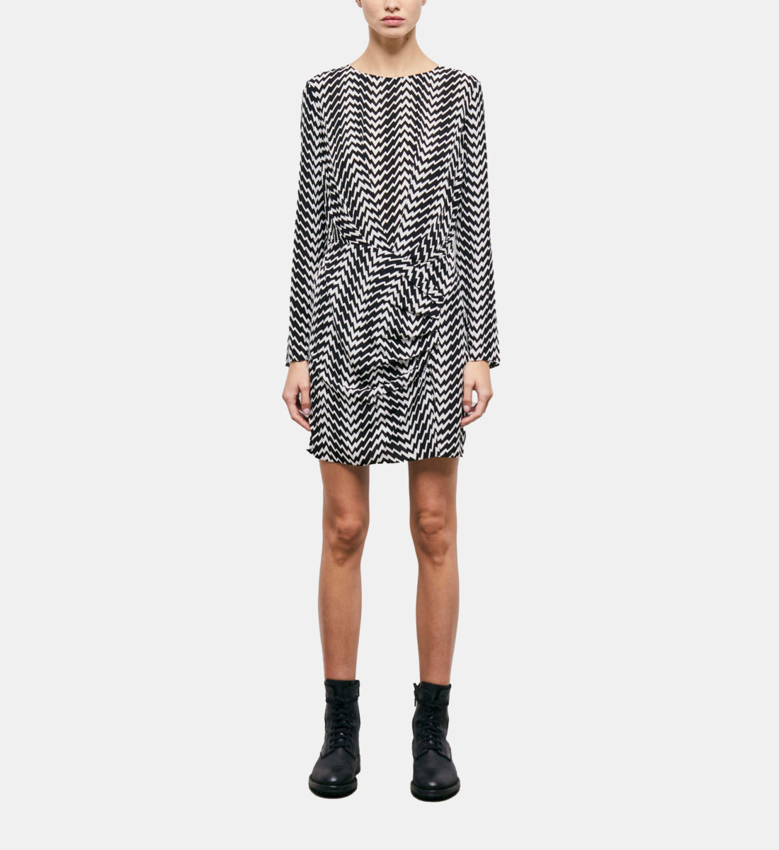 Short Printed Dress | Women | Black x White