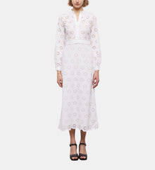 Long Dress With Broderie Anglaise | Women | White