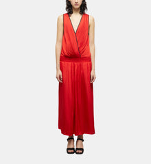 Long Satin Dress | Women | Red