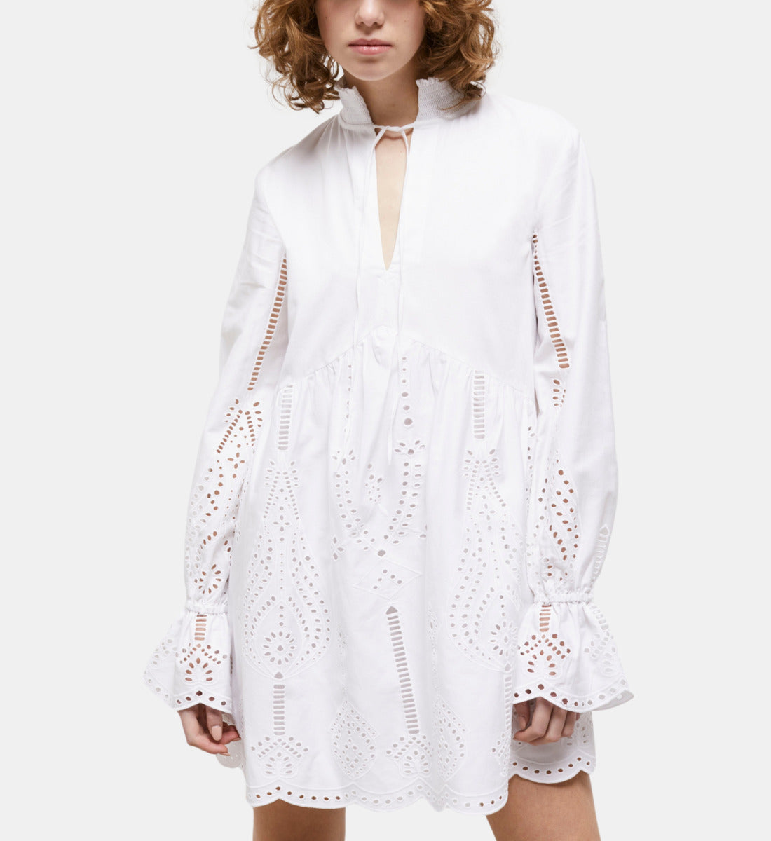 Short Dress With Broderie Anglaise | Women | White