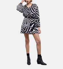 Short Printed Dress | Women | Black x White