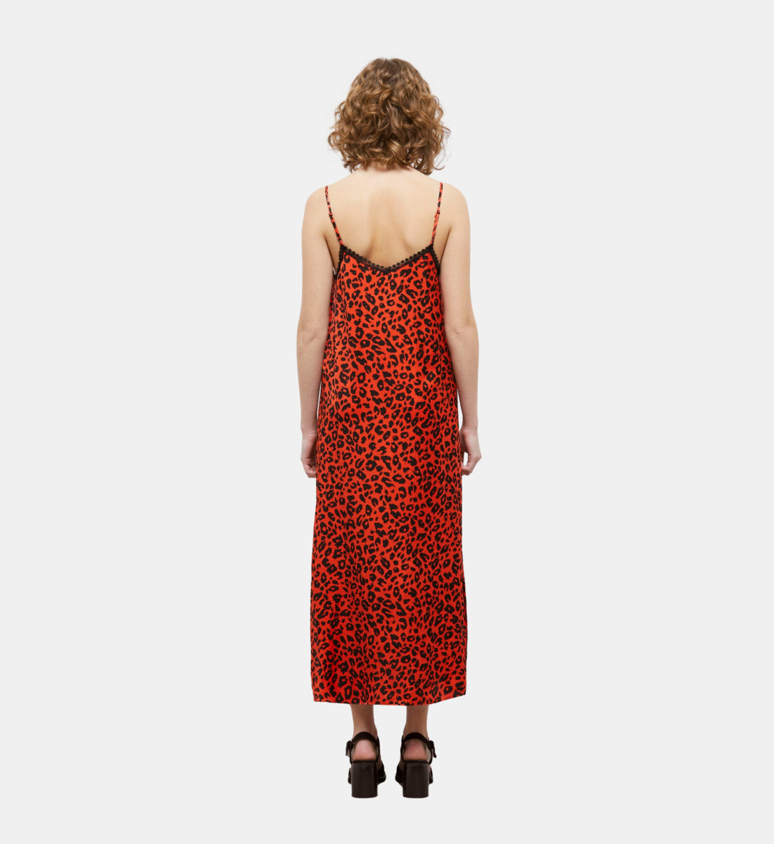 Long Leopard Print Babydoll Dress | Women | Orange x Black