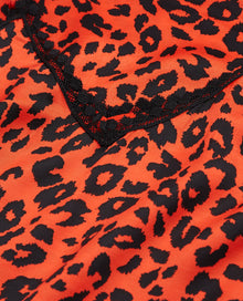 Long Leopard Print Babydoll Dress | Women | Orange x Black