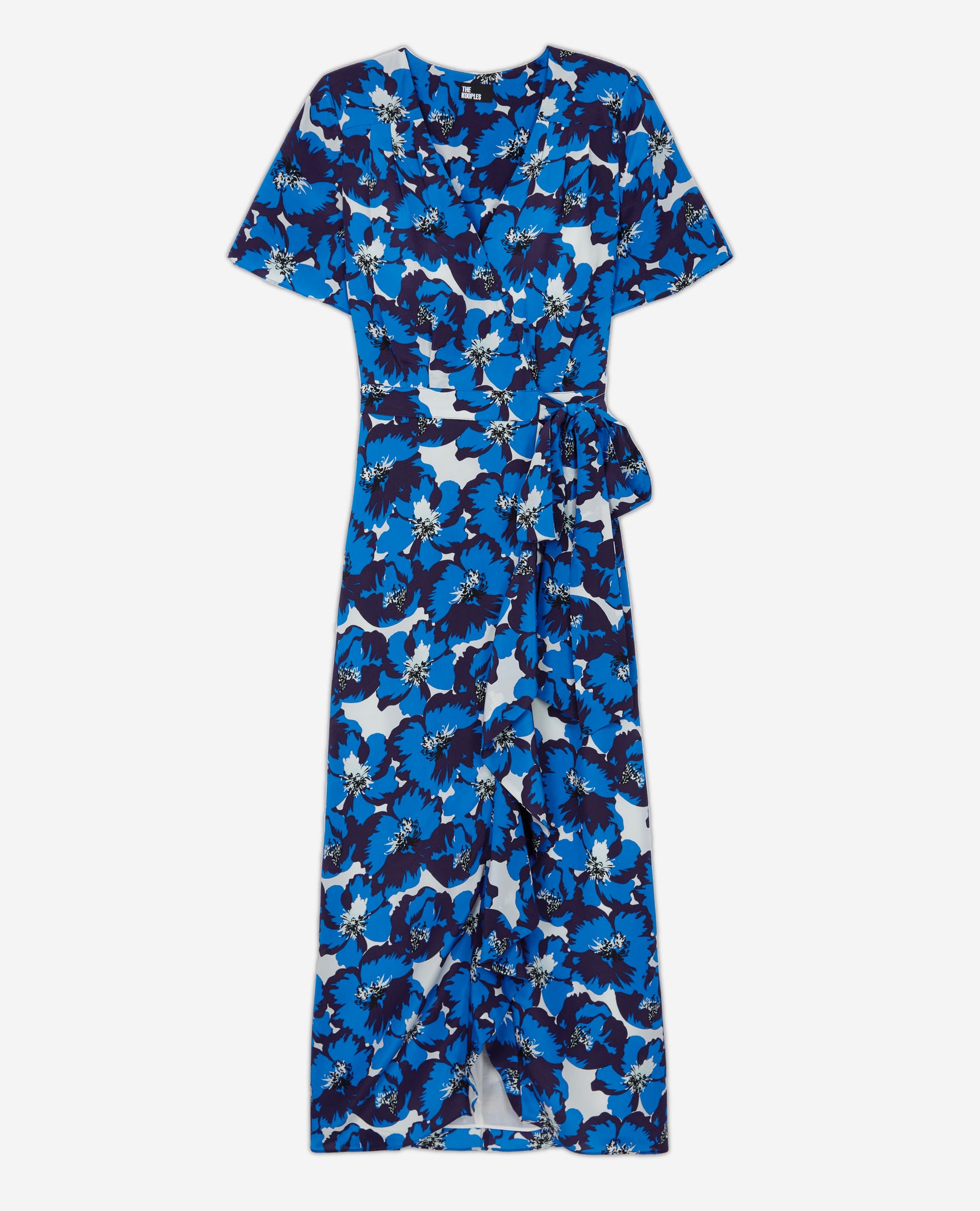 Long Printed Wrap Silk Dress | Women | Blue