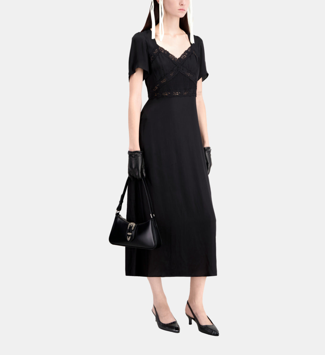 Long Dress With Lace Details | Women | Black