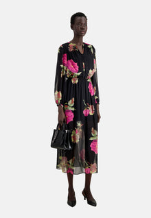 Long Printed Dress | Women | Pink Black