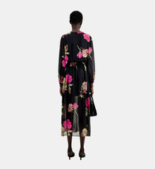 Long Printed Dress | Women | Pink Black