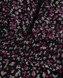 Short Printed Dress With Smocking | Women | Black x Pink