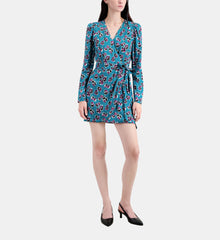 Short Printed Wrap Dress | Women | Pink x Blue