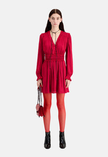 Short Red Dress With Shirring | Women | Light Burgundy