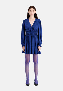 Short Blue Dress With Shirring | Women | Navy