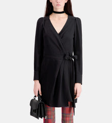 Short Crepe Wrap Dress | Women | Black