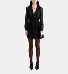 Short Dress With Silver Polka Dots | Women | Black