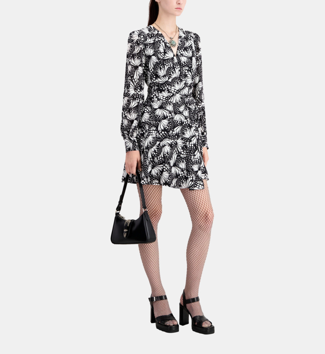 Short Printed Wrap Dress | Women | Black x White