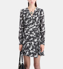 Short Printed Wrap Dress | Women | Black x White