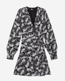 Short Printed Wrap Dress | Women | Black x White