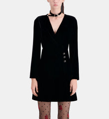 Short Velvet Dress | Women | Black