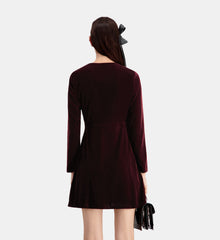 Short Velvet Dress | Women | Burgundy