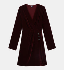 Short Velvet Dress | Women | Burgundy