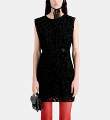 Short Devoré Velvet Dress | Women | Black