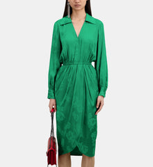 Mid-Length Dress With Flowers | Women | Green