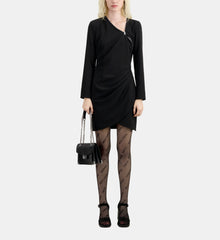 Short Crepe Dress With Zipper | Women | Black