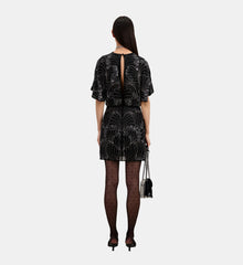 Short Dress With Sequins And Beads | Women | Black