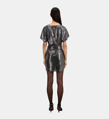 Short Metallic Dress | Women | Silver