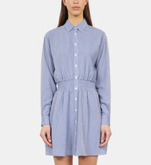 Striped Mini Shirt Dress | Women | Blue White