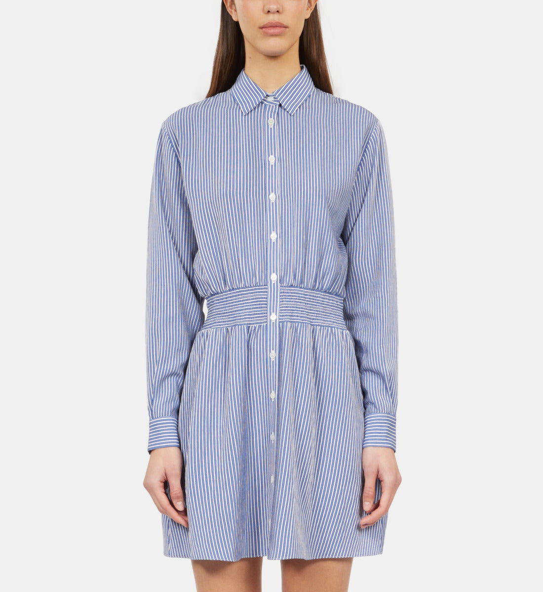 Striped Mini Shirt Dress | Women | Blue White