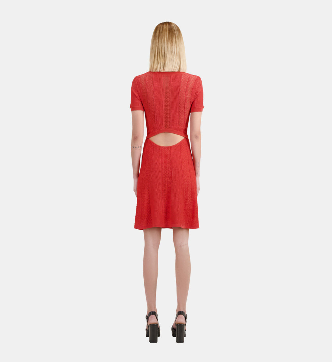 Short Openwork Knit Dress | Women | Red Brique